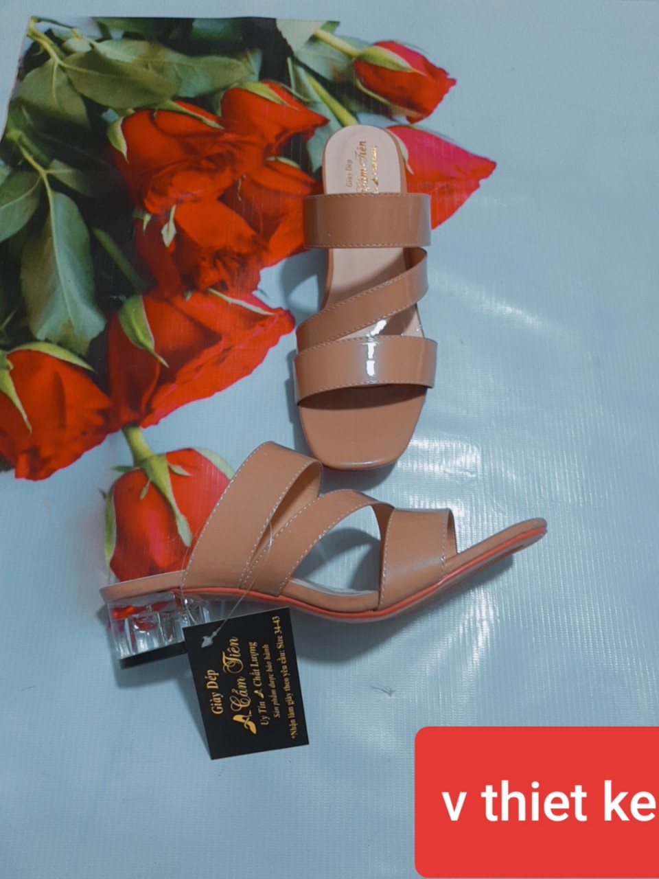 Dép nữ quai ngang màu cà phê 5 phân sale