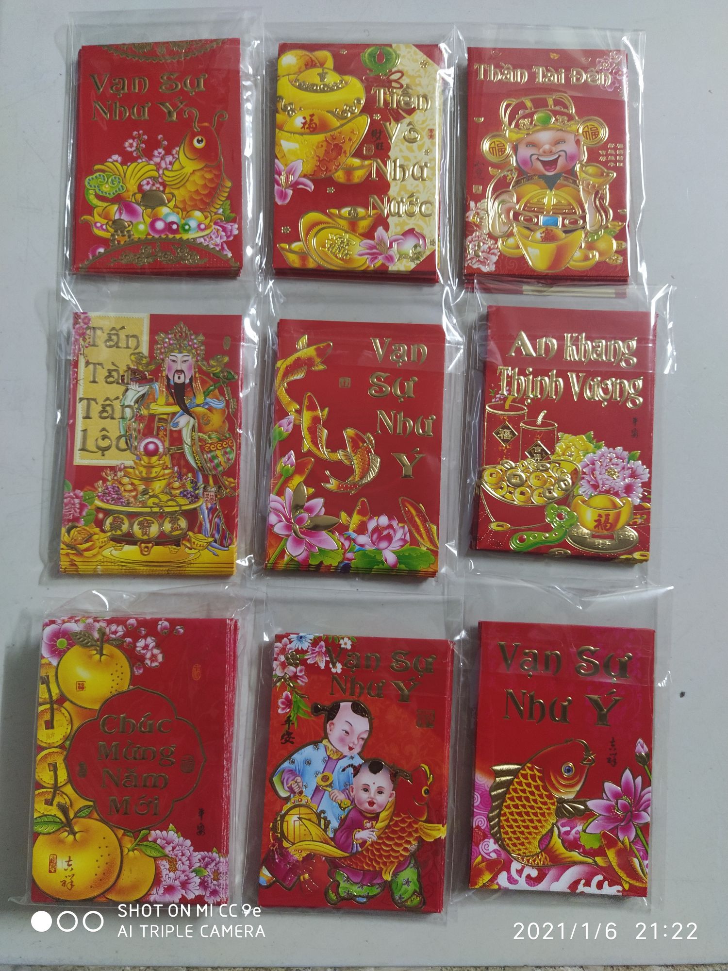 [HCM]COMBO 2000 BAO LÌ XÌ NHỎ NHŨ VÀNG KT 6.5X9.5CM