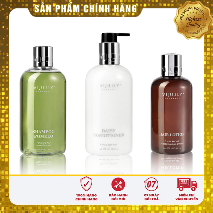 Combo Vijully 3 chai xịt gội xả giảm rụng tóc kích mọc tóc