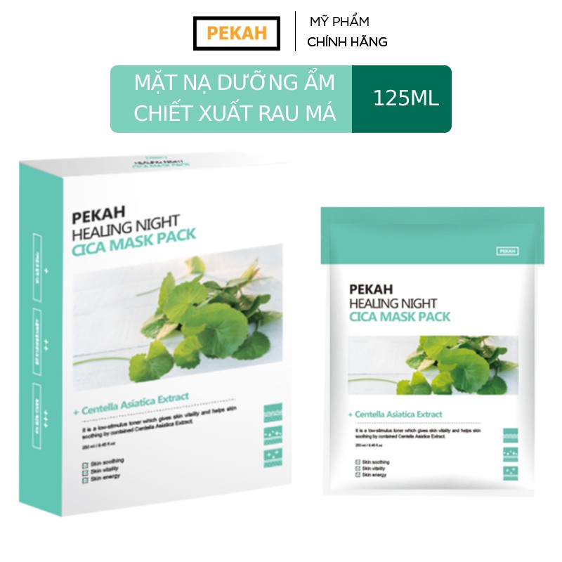 Mặt nạ dưỡng ẩm giảm mụn và thâm chiết xuất rau má PEKAH HEALING NIGHT CICA MASK PACK 25ml