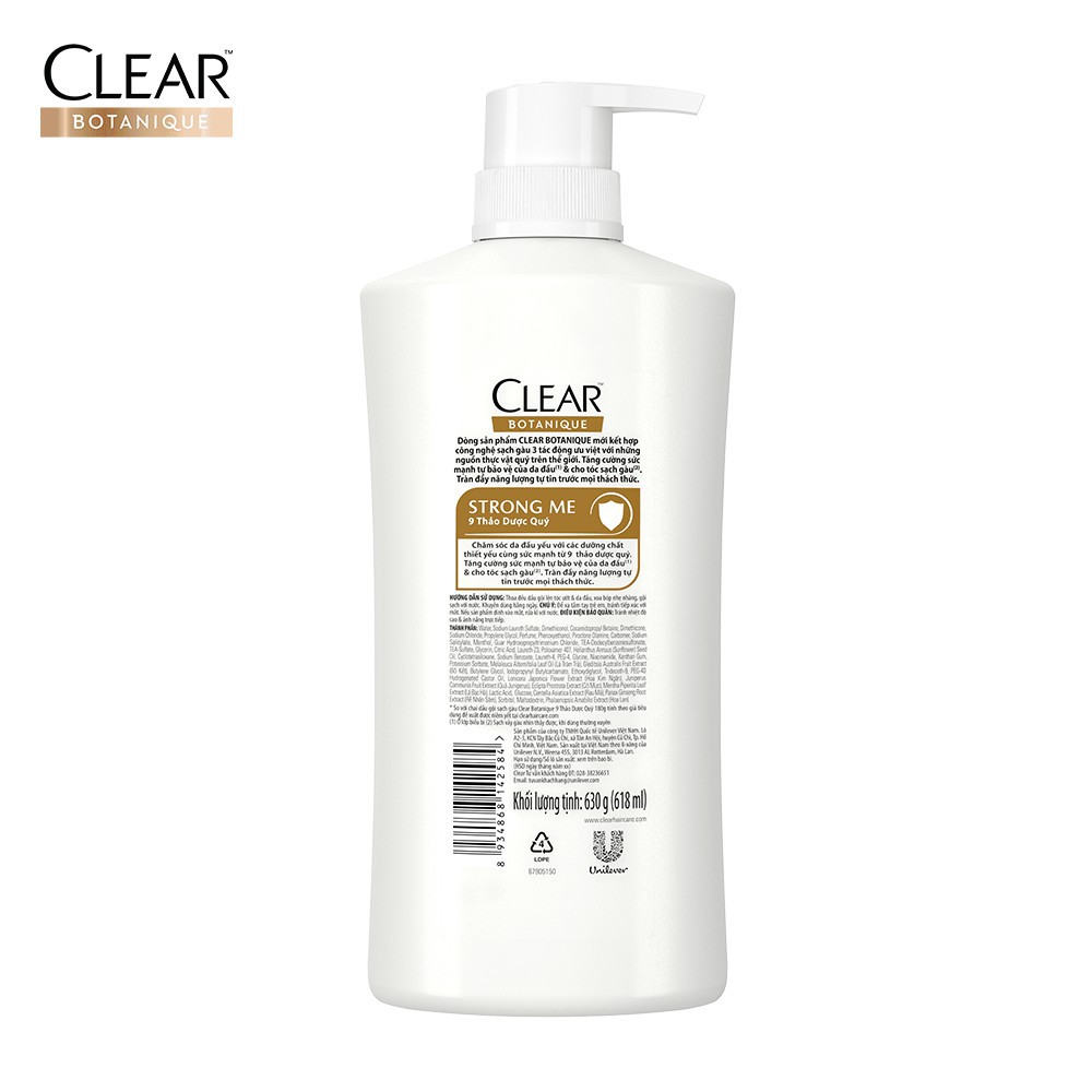 Dầu gội Clear 9 thảo dược cổ truyền làm sạch gàu giảm gãy rụng 618ml