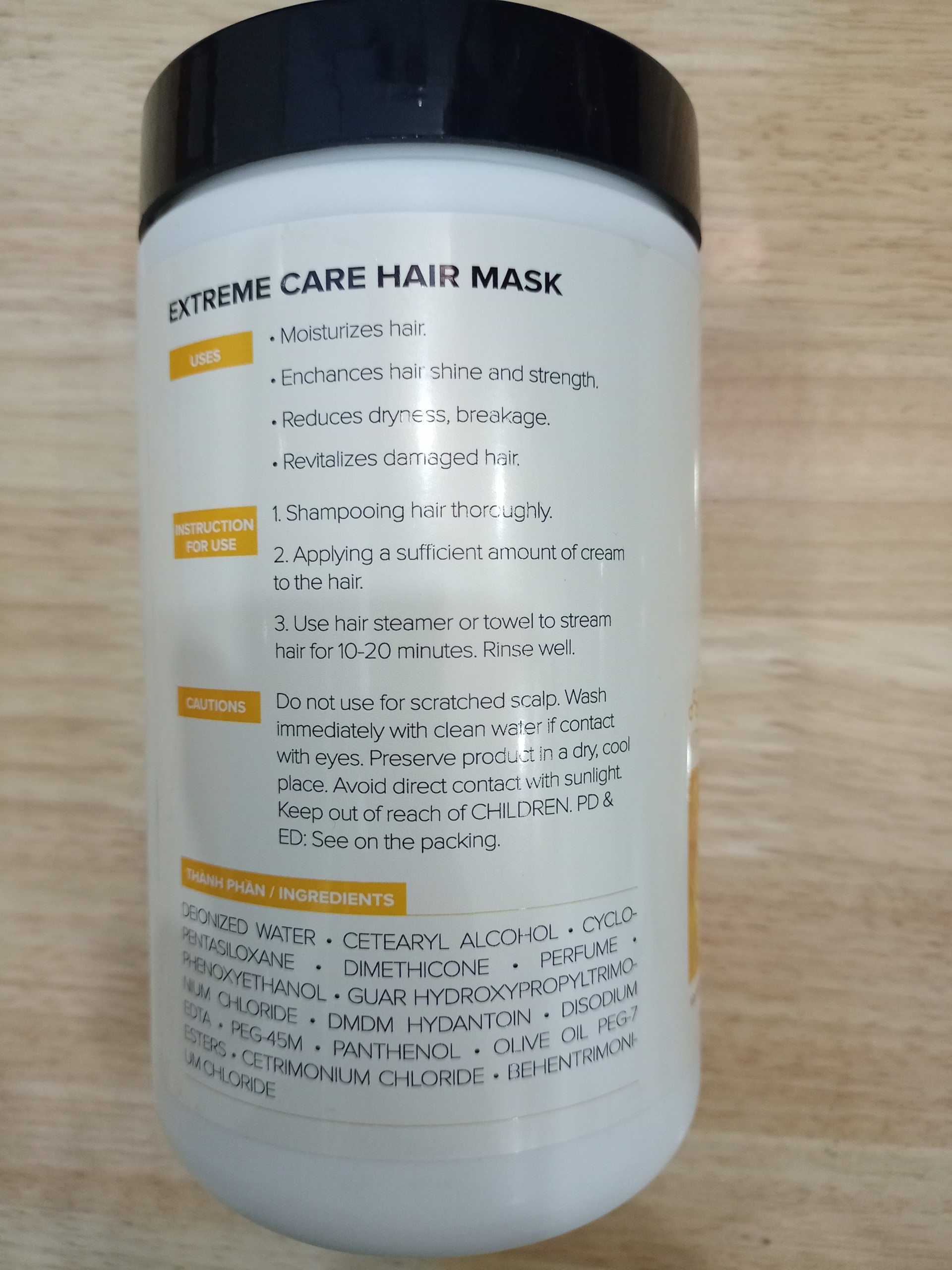 Hấp / xã mặt nạ chăm sóc tóc Vitamin B5 Spaline 850ml lavox dùng để ủ, xã tóc
