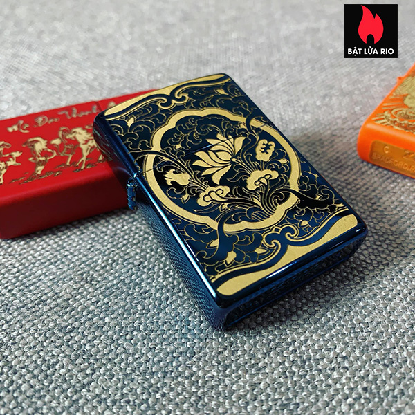 Bật lửa zippo 20446 khắc hoa sen - zippo 20446.sen
