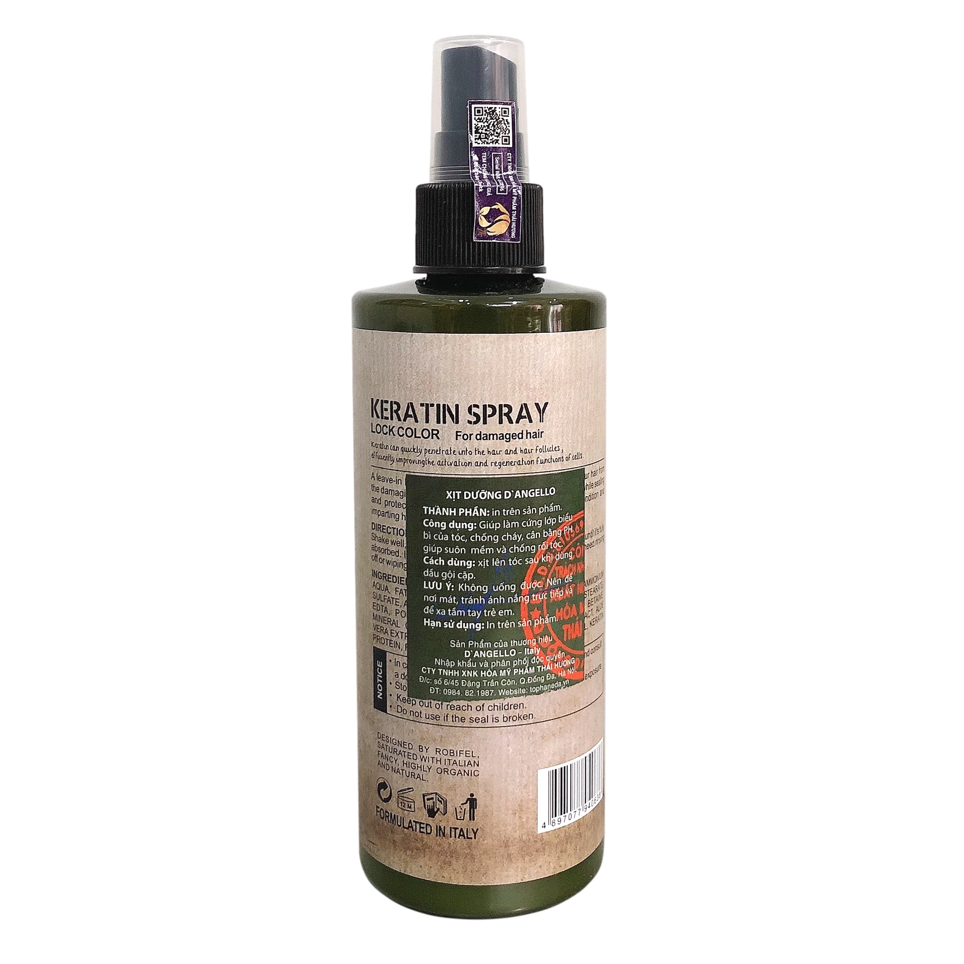 [+Tặng mũ trùm][DANGELLO CHÍNH HÃNG] Xịt Dưỡng tóc Keratin D'angello 250ml