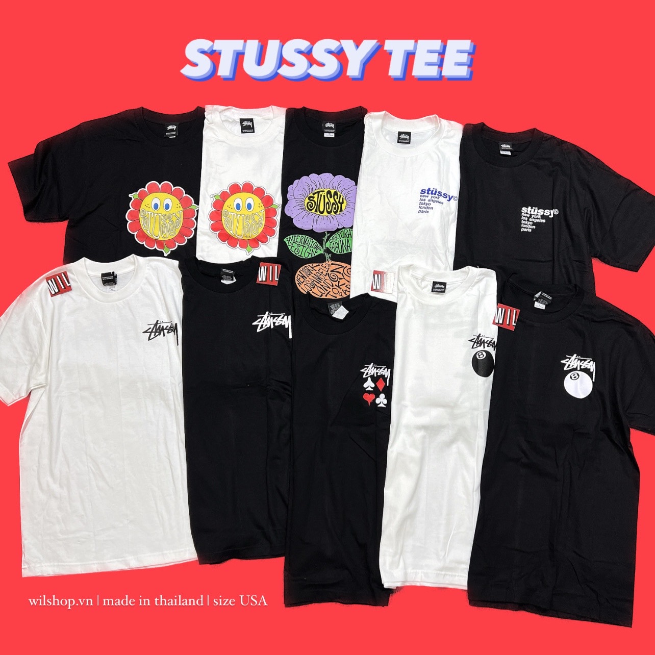 (M, L, XL) ÁO STUSSY - ÁO UNISEX SIZE USA