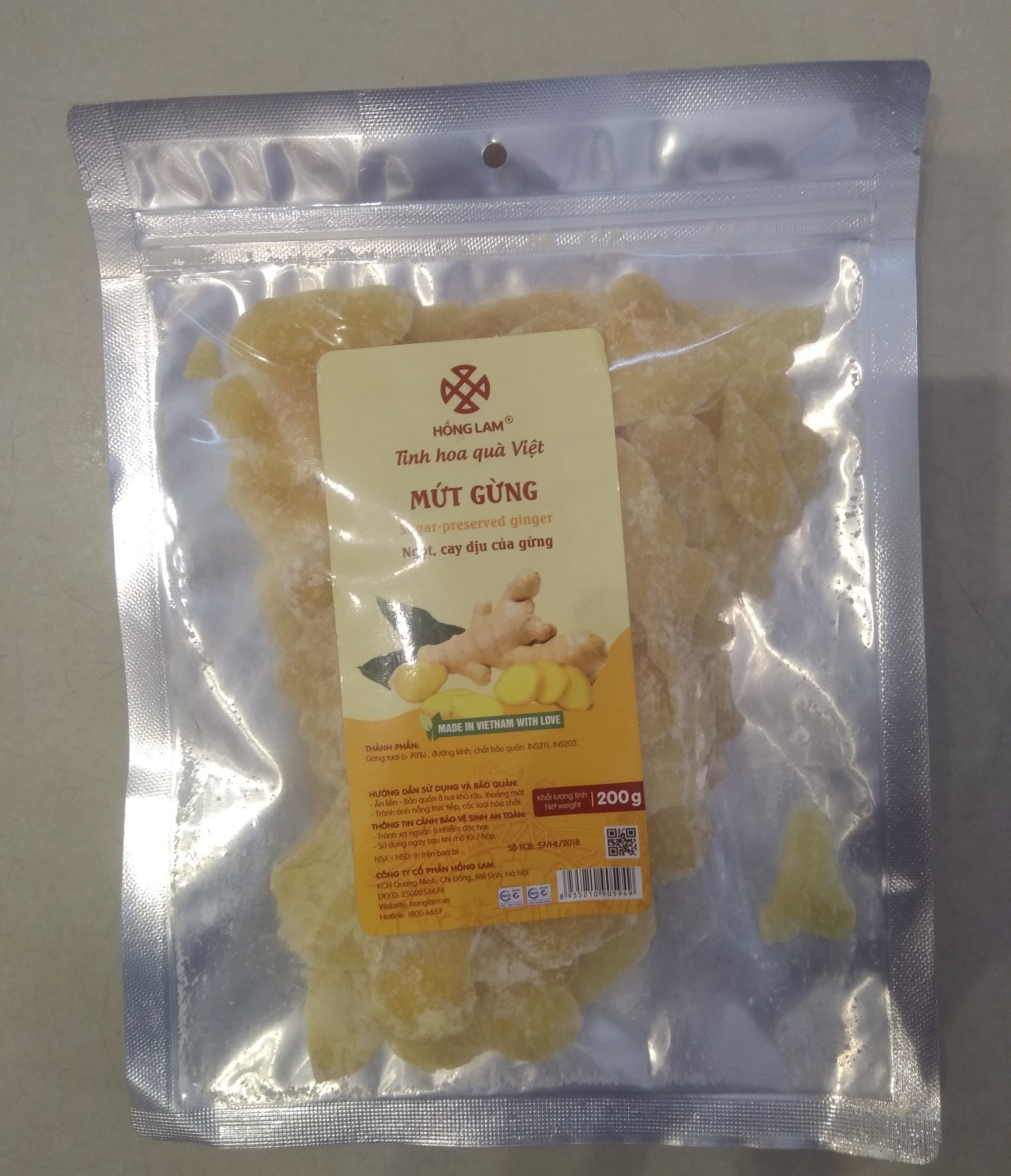 MỨT GỪNG HỒNG LAM hộp 120g