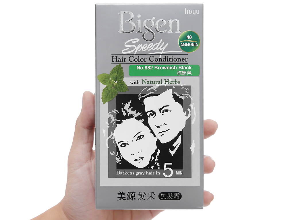 Thuốc nhuộm phủ bạc Bigen No.882 Brownish Black (Màu nâu đen) - Mẫu mới 2025