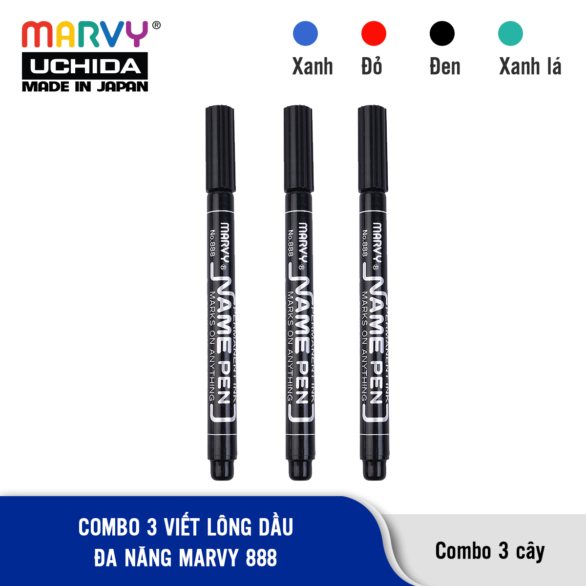 Combo 3 Viết Lông Dầu Đa Năng Marvy 888