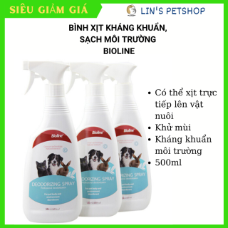 Xịt chuyên diệt khuẩn khử mùi chó mèo và mầm bệnh chuông trại Deodorizing Spray Bioline 500ml thumbnail