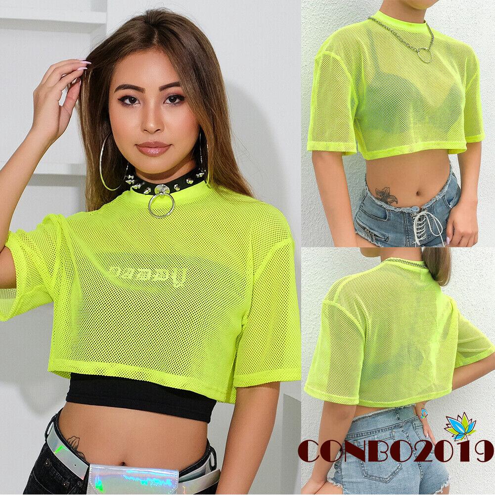 Áo Croptop tay ngắn phối lưới thời trang