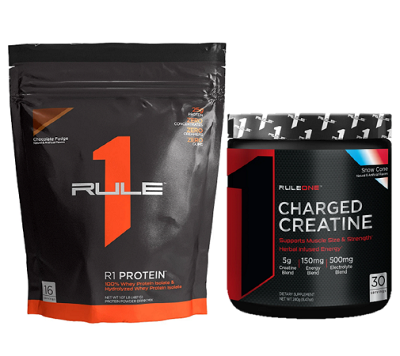 Combo tăng cân & sức mạnh Rule 1 Protein 1lb (16 servings) & Rule 1 Charged Creatine 30 servings cao cấp