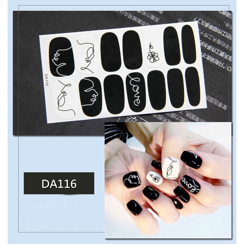 Set 14 Nhãn Dán Móng, Sticker Dán Móng tông nâu đen 💖💖💖