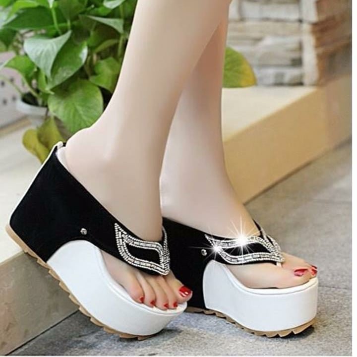 Dép đế xuồng cú mèo đính đá cao cấp