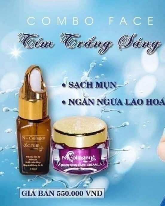 Combo whitening face cream + serum cao cấp ncollagen