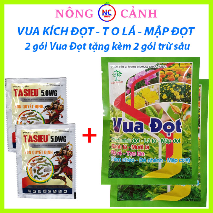 Phân bón Vua Đọt, đâm chồi, lá to, mập đọt (2 gói 100g + 2 tasieu)