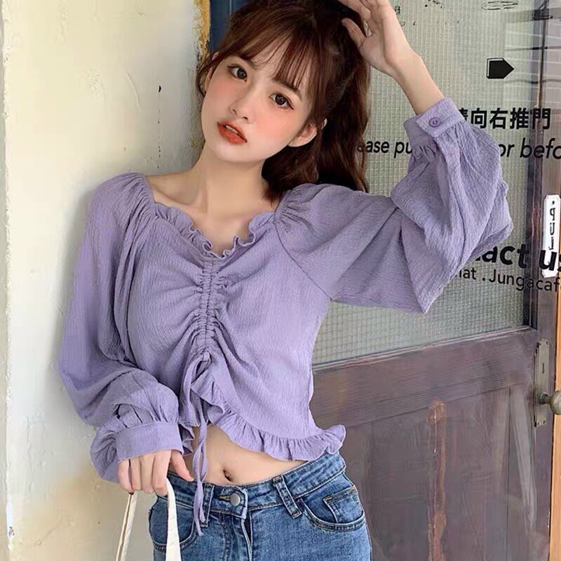 Áo kiểu voan trễ vai nhún lưng rút ngực cực xinh TTSA0909