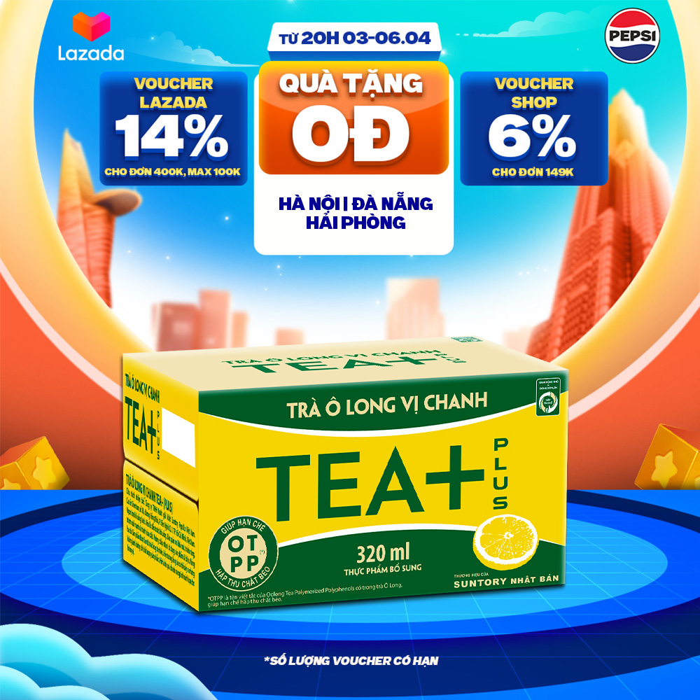 [SALE TẾT] Thùng 24 Chai Trà Ô long Tea+ Vị Chanh (320ml/chai)