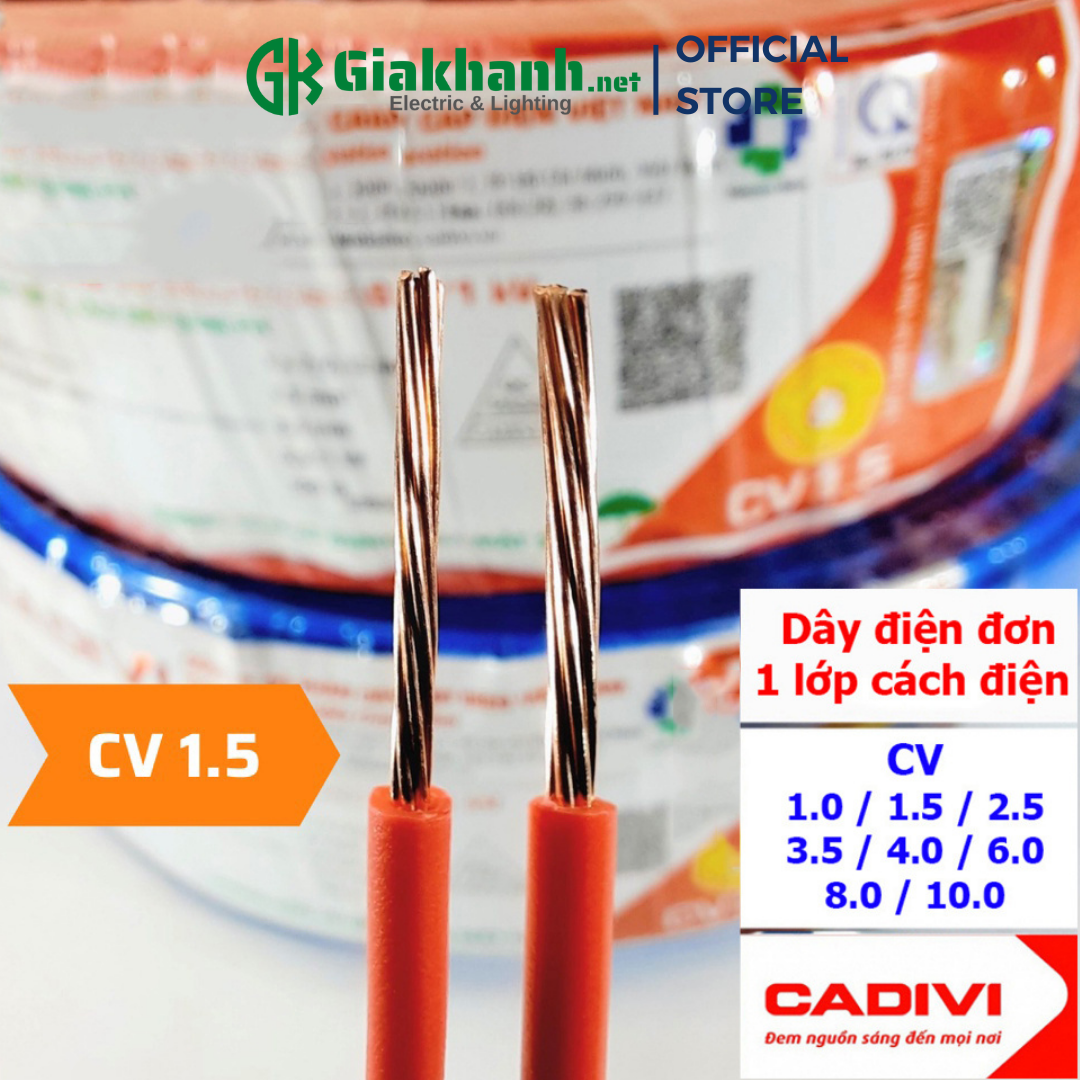 1-core electric wire, 1-layer insulated cadivi cv 1.0, cv 1.5, cv 2.5, cv 3.5, cv 4.0, cv 6.0, cv 8.0, cv 10.0-random color