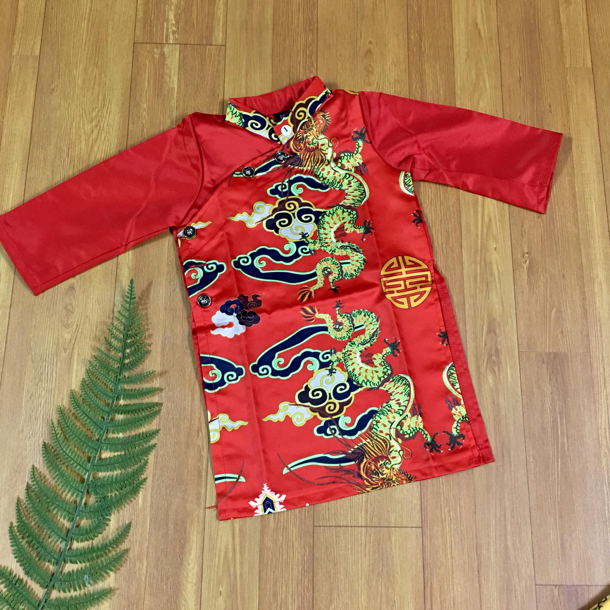 [HCM]Áo Dài Cách Tân Bé Trai Rồng Lượn May Mắn Mừng Xuân Chất Phi Lụa Cao Cấp Thấm Mồ Hôi Tốt Có 3 Màu