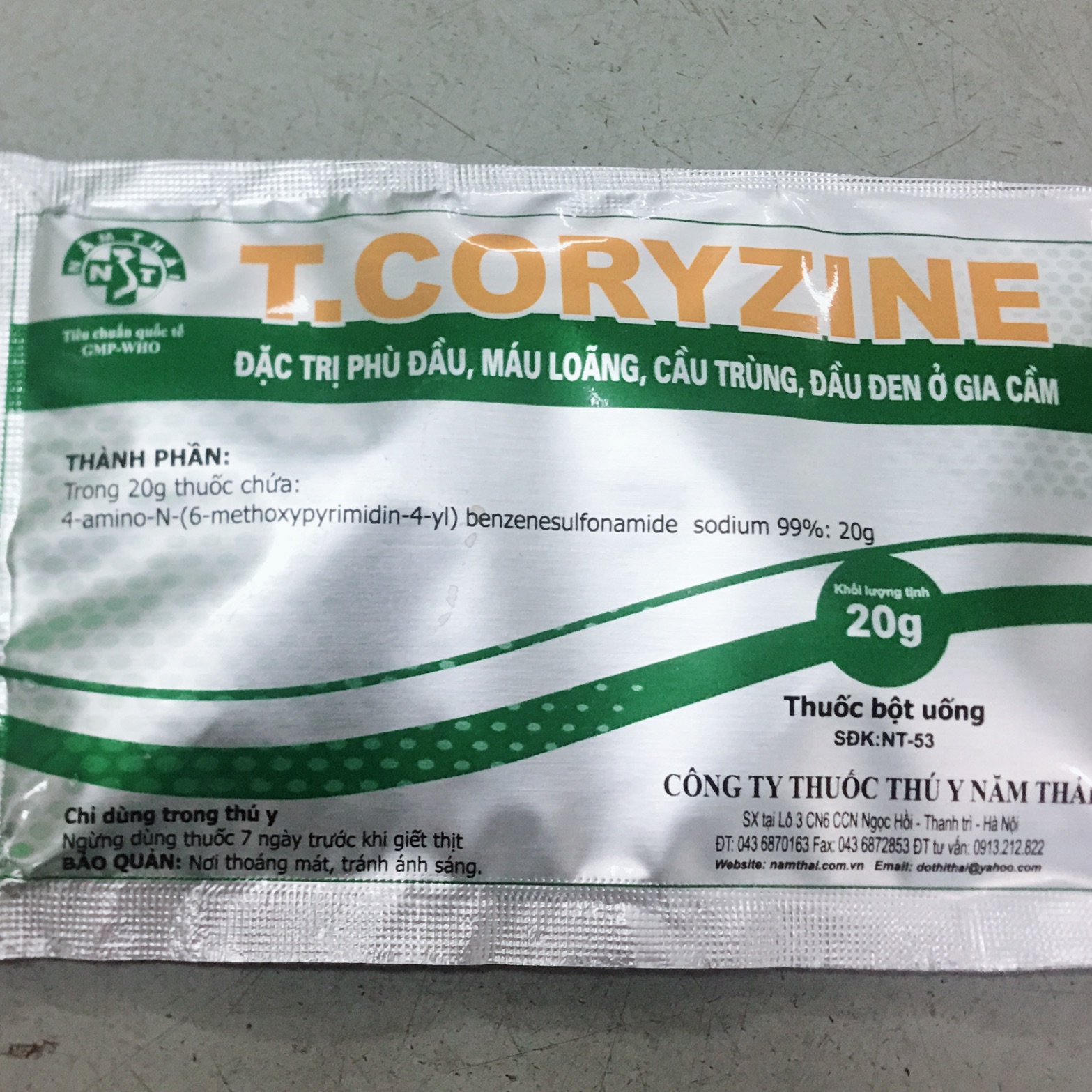 Năm Thái Tcoryzine 20g sưng mặt phù đầu
