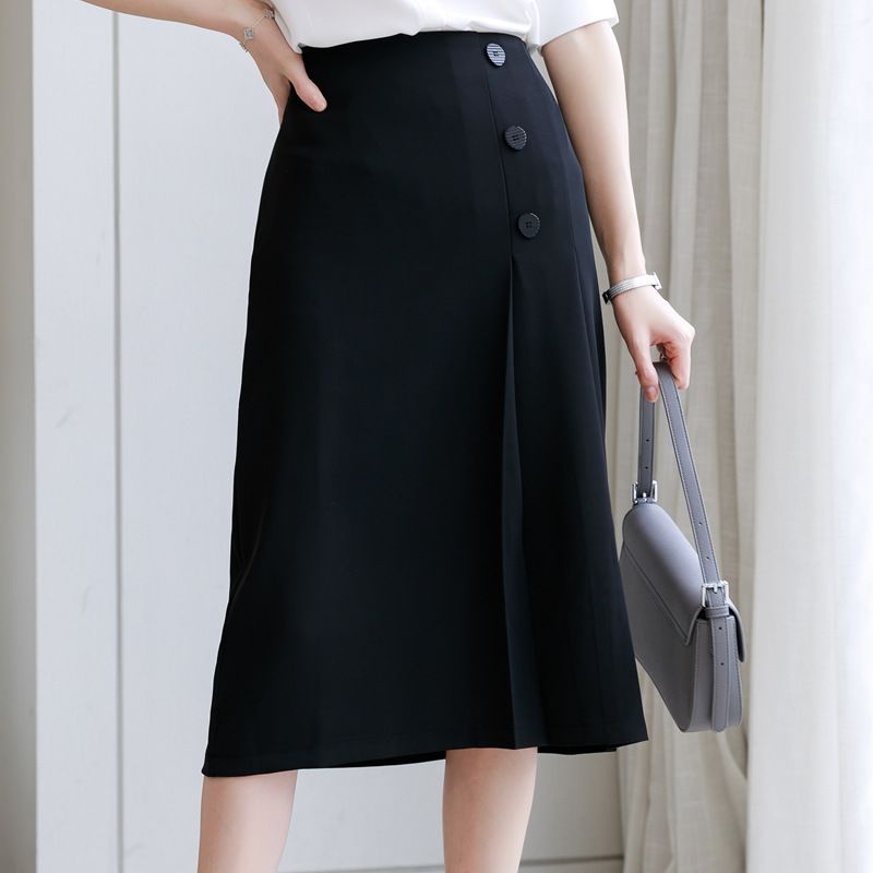 Chân Váy Dài MIE Midi Xếp Ly Phối Khuy