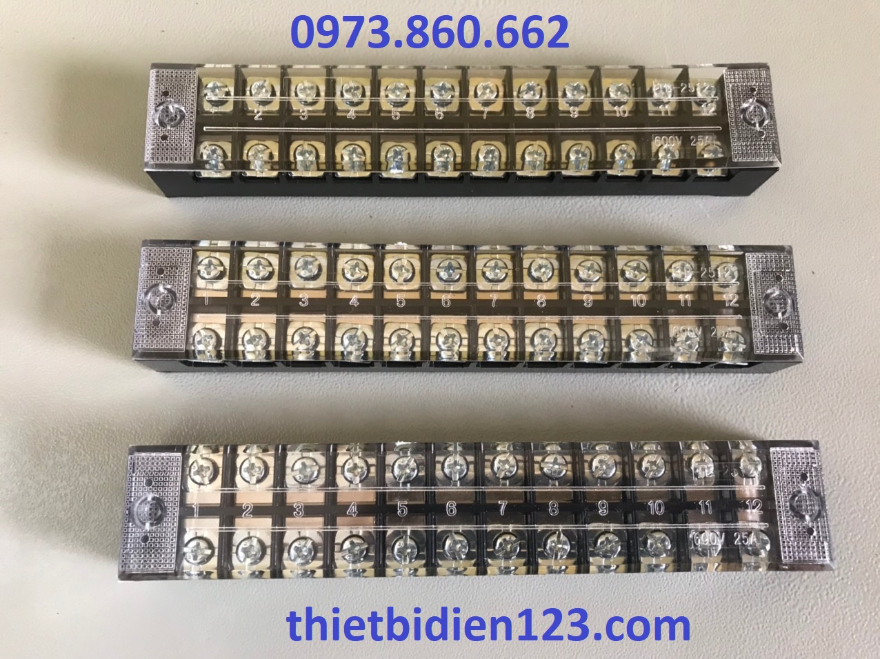 Cầu đấu điện 15A, 25A, 45A, 60A 4 mắt 6 mắt, 12 mắt - Domino điện