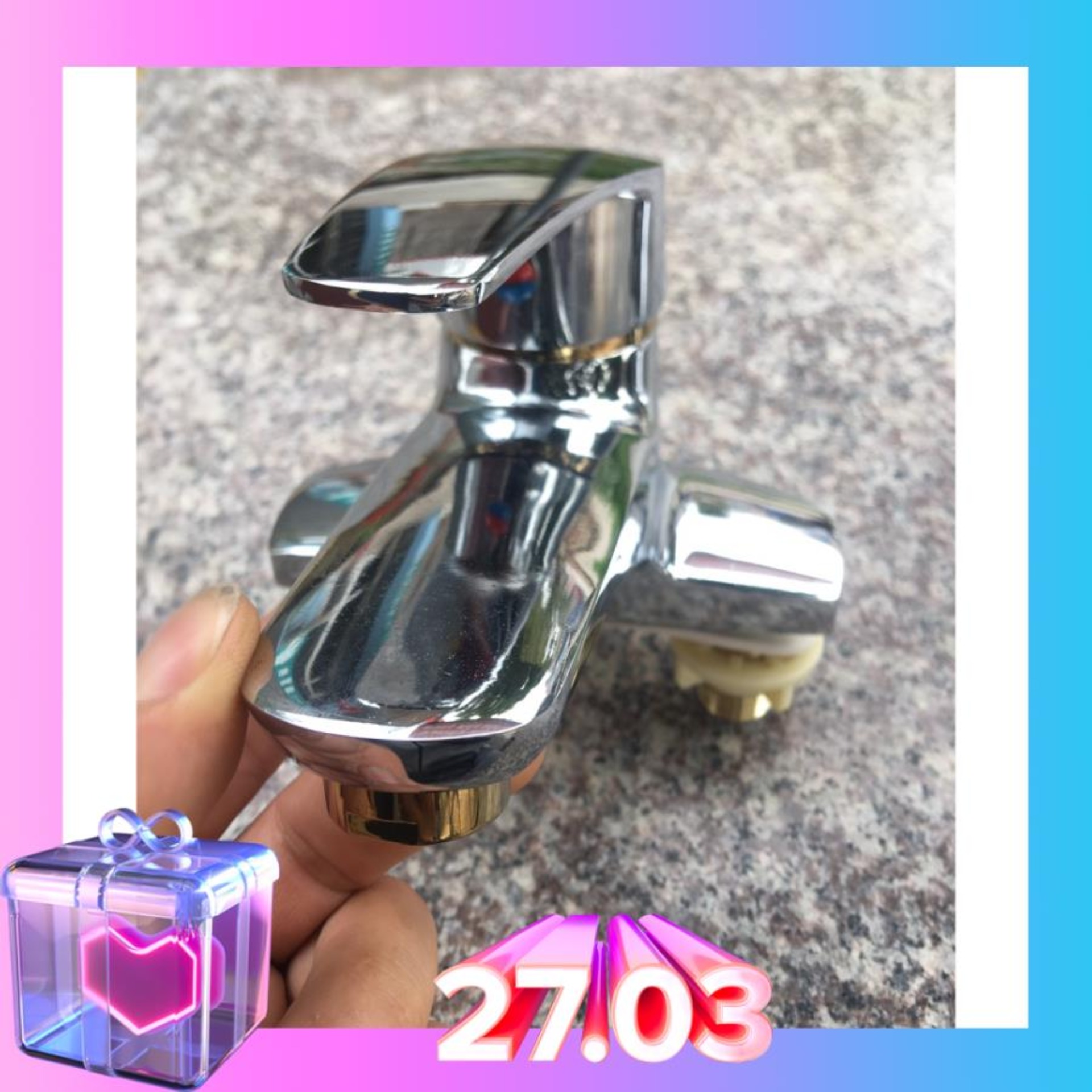Vòi rửa mặt nóng lạnh- vòi lavabol củ chậu rửa mặt giá rẻ fenoly - tặng 2 dây cấp