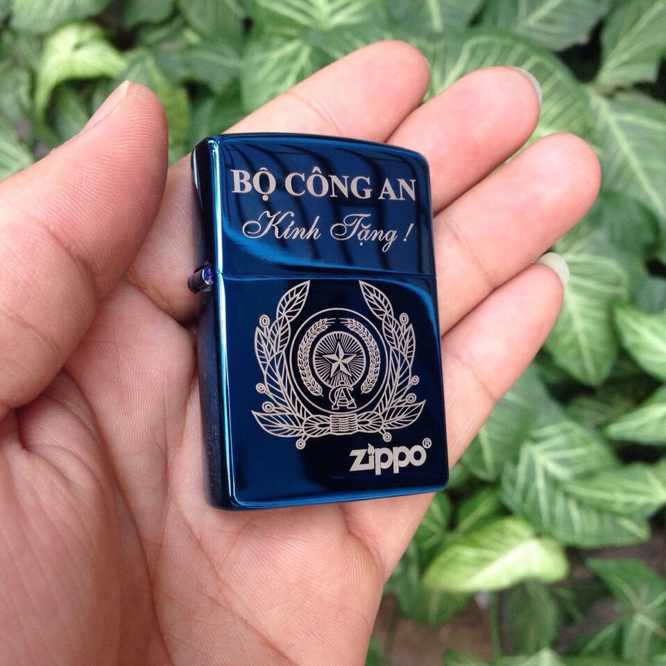 [HCM]Zippo Khắc Laze Logo Bộ Công - An Xanh