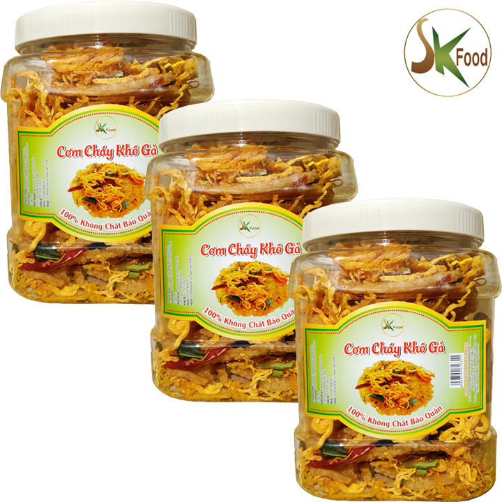 [HCM]3 HŨ CƠM CHÁY LẮC KHÔ GÀ SK FOOD (MỖI HŨ 300G)