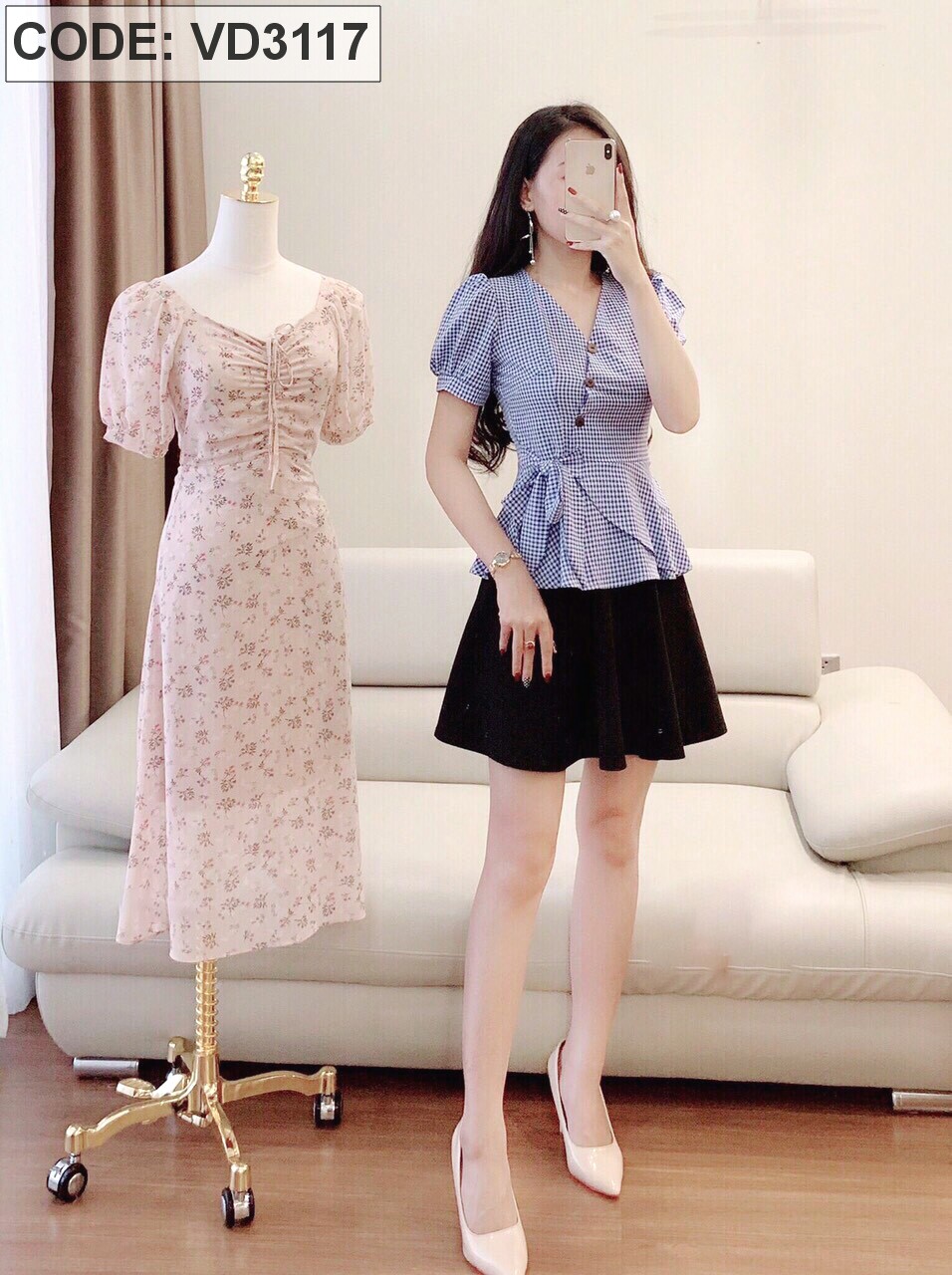 ÁO CỔ V NƠ EO HANA