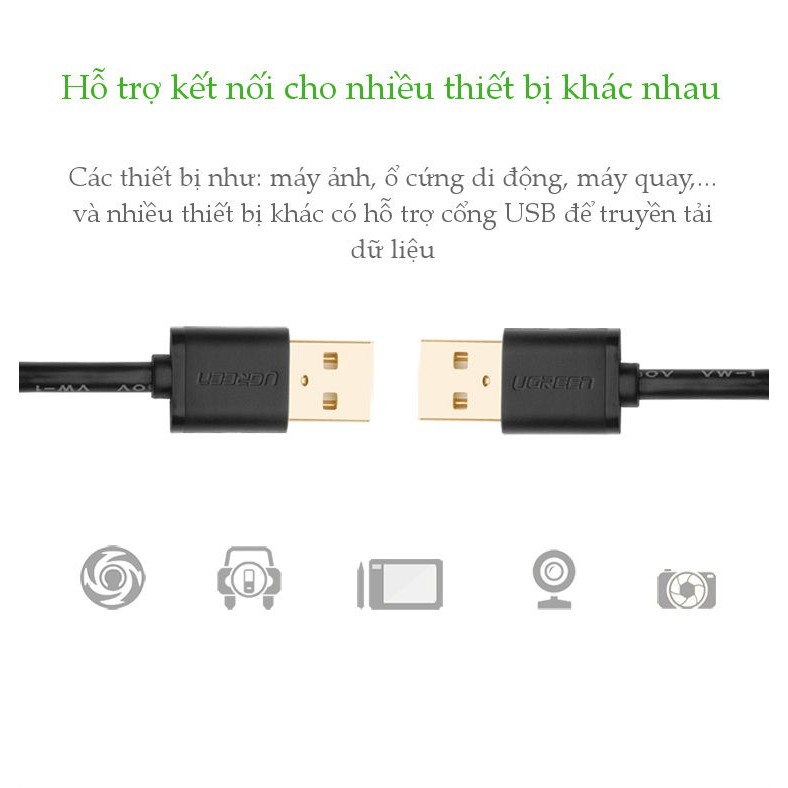 Cáp Usb 2.0 2 Đầu Đực 3M Ugreen 30136 - Hàng  Bảo Hành 18 Tháng.