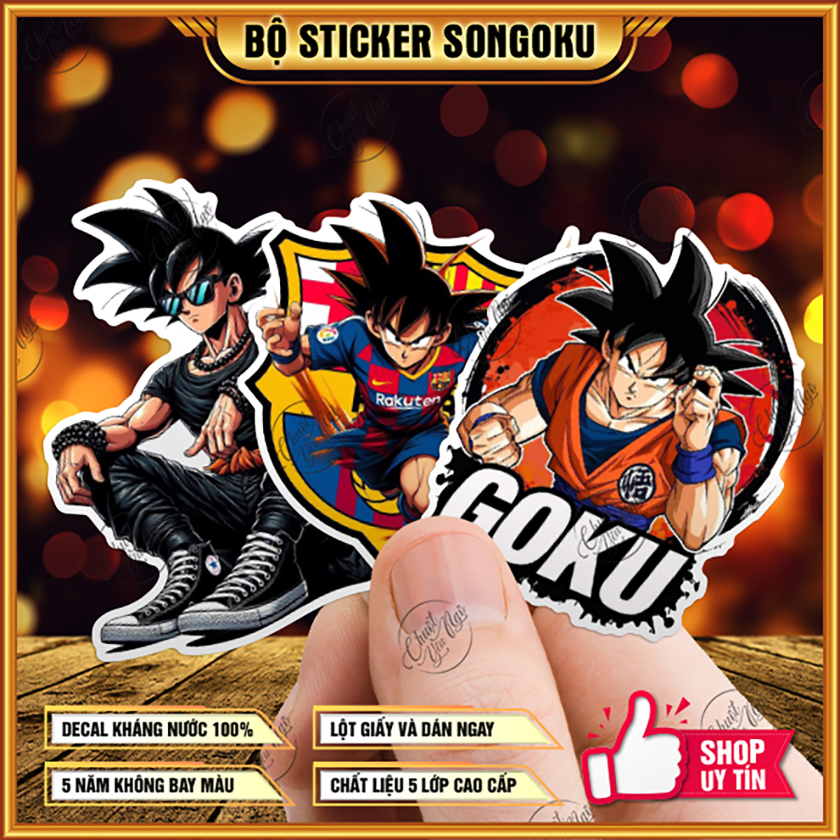 Combo 100 sticker không trùng hình dán Son Goku 7 viên ngọc rồng Dragon Ball