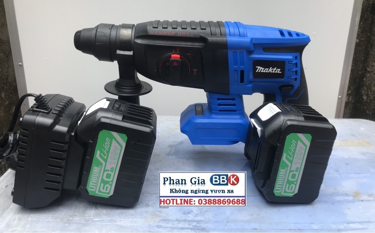 Máy khoan bê tông pin không chổi than 3 chức năng vừa chân pin makita khoan tường