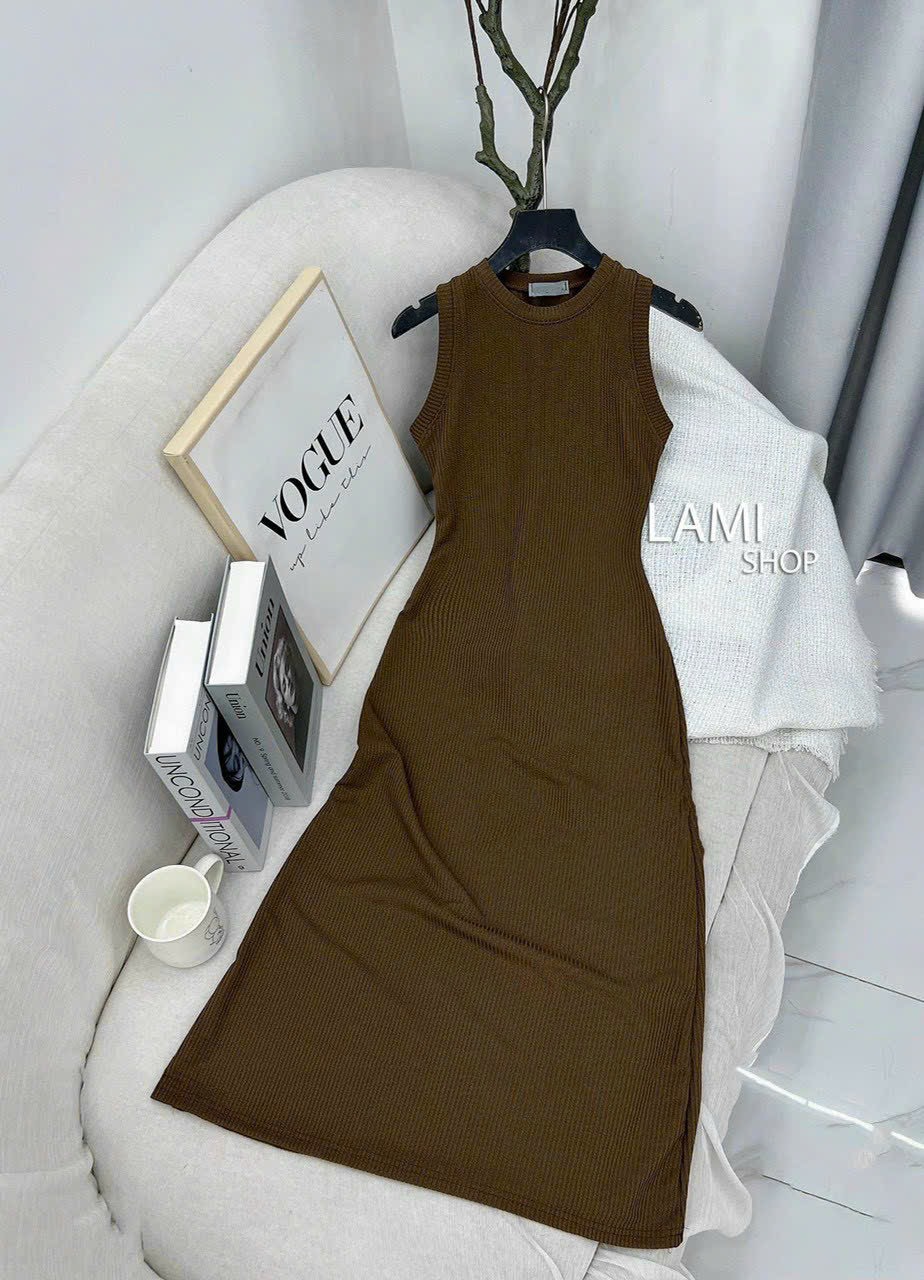 Đầm body nữ thun gân cổ u xẻ đùi cực hot