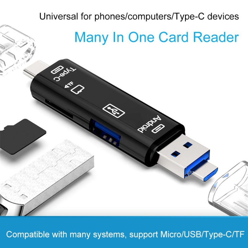 Bảng giá Đầu đọc thẻ nhớ USB 2.0 5 trong 1 cổng Type-C Micro TF OTG cho iOS Android Phong Vũ