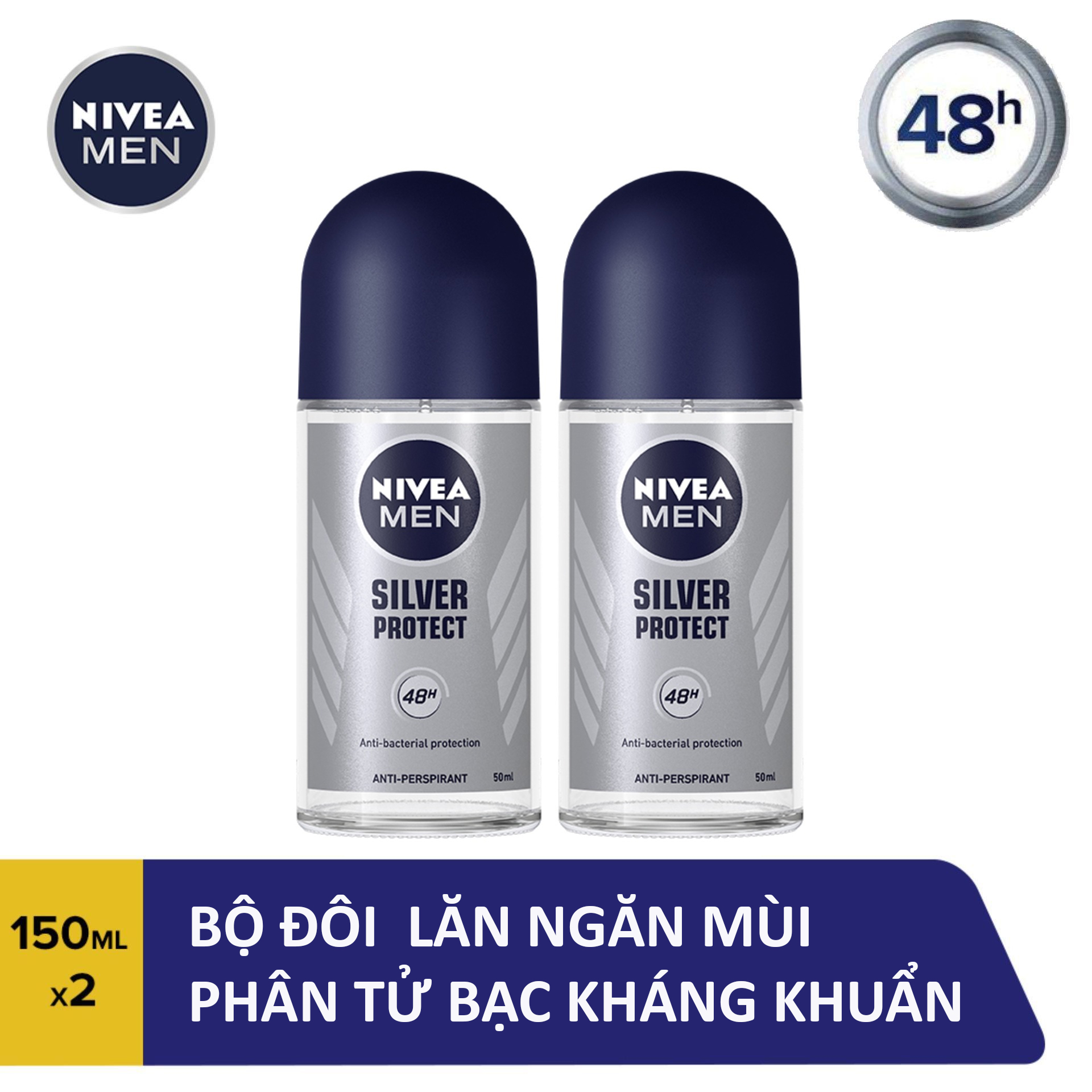 Combo 2 Lăn Ngăn Mùi Nam Phân Tử Bạc Nivea 50ml -