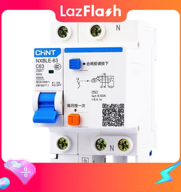 Cầu dao chống giật 220v 1p+n chint 10a đến 63a aptomat chống giật 1p chống dòng dò chống quá tải bảo vệ an toàn hàng chính hãng át chống giật cb chống giật