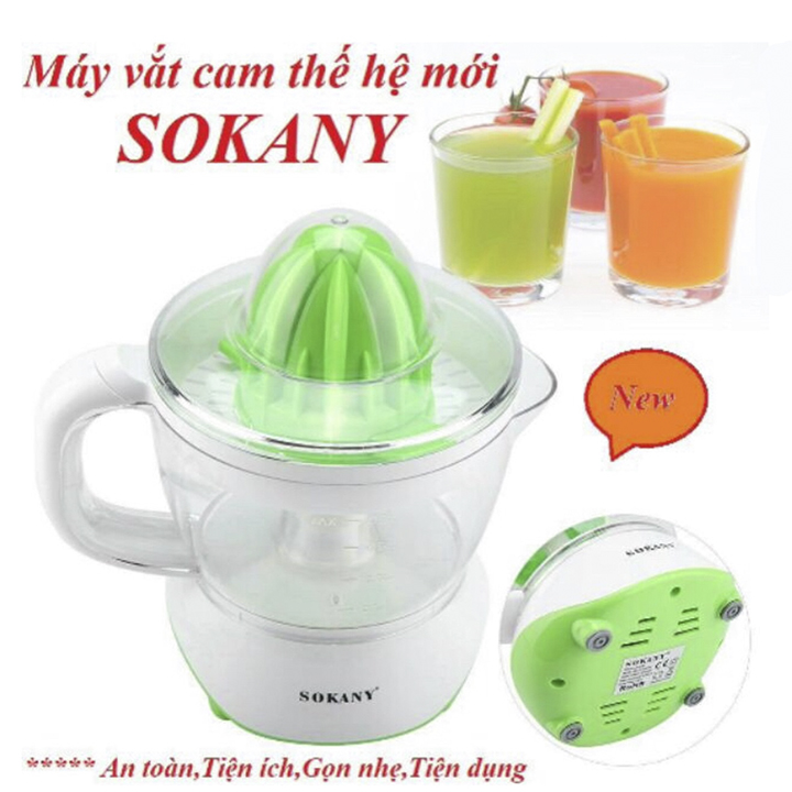 Máy vắt cam. máy ép trái cây tự động SOKANY. Công suất 40W - Cung cấp Vitamin C mỗi ngày. dễ dàng tháo lắp & vệ sinh- dụng cụ vắt cam Sokany dung tích 700ml- may vat cam