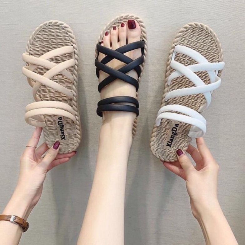 Dép sandal nữ giày sandal nữ nhựa dẻo nhiều quai-Sandal học sinh đi mưa thoải mái giá rẻ