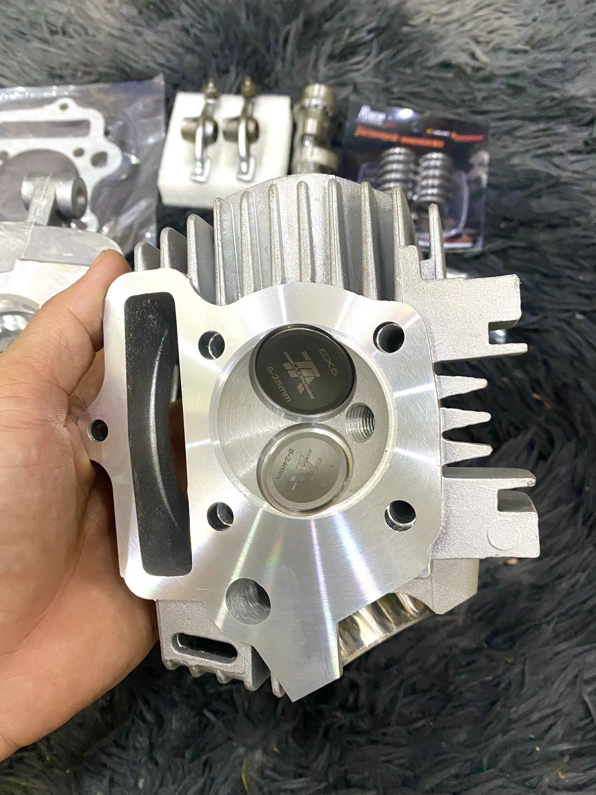 Full Bộ đầu lòng Wave 54 56 dài 78 ( Đầu Xupap 24 28 Cam H303 Cò crom Lò Xo Đầu 2.8 )
