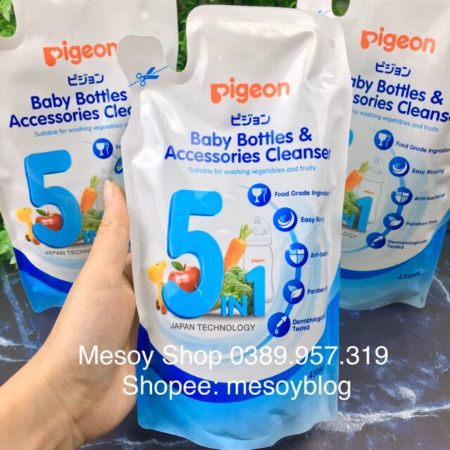 Dung dịch súc rửa Bình sữa và Rau củ quả  túi 450ml