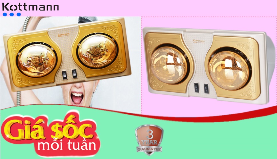 {Free Ship+Lắp Đặt } Đèn sưởi 2 bóng treo tường Kottmann – K2BH