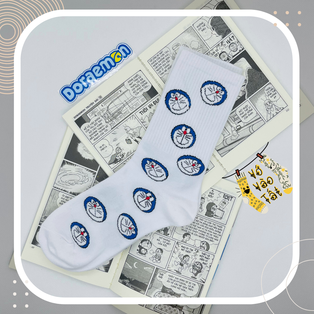 Vớ tất cổ cao doraemon xanh biển nhạt