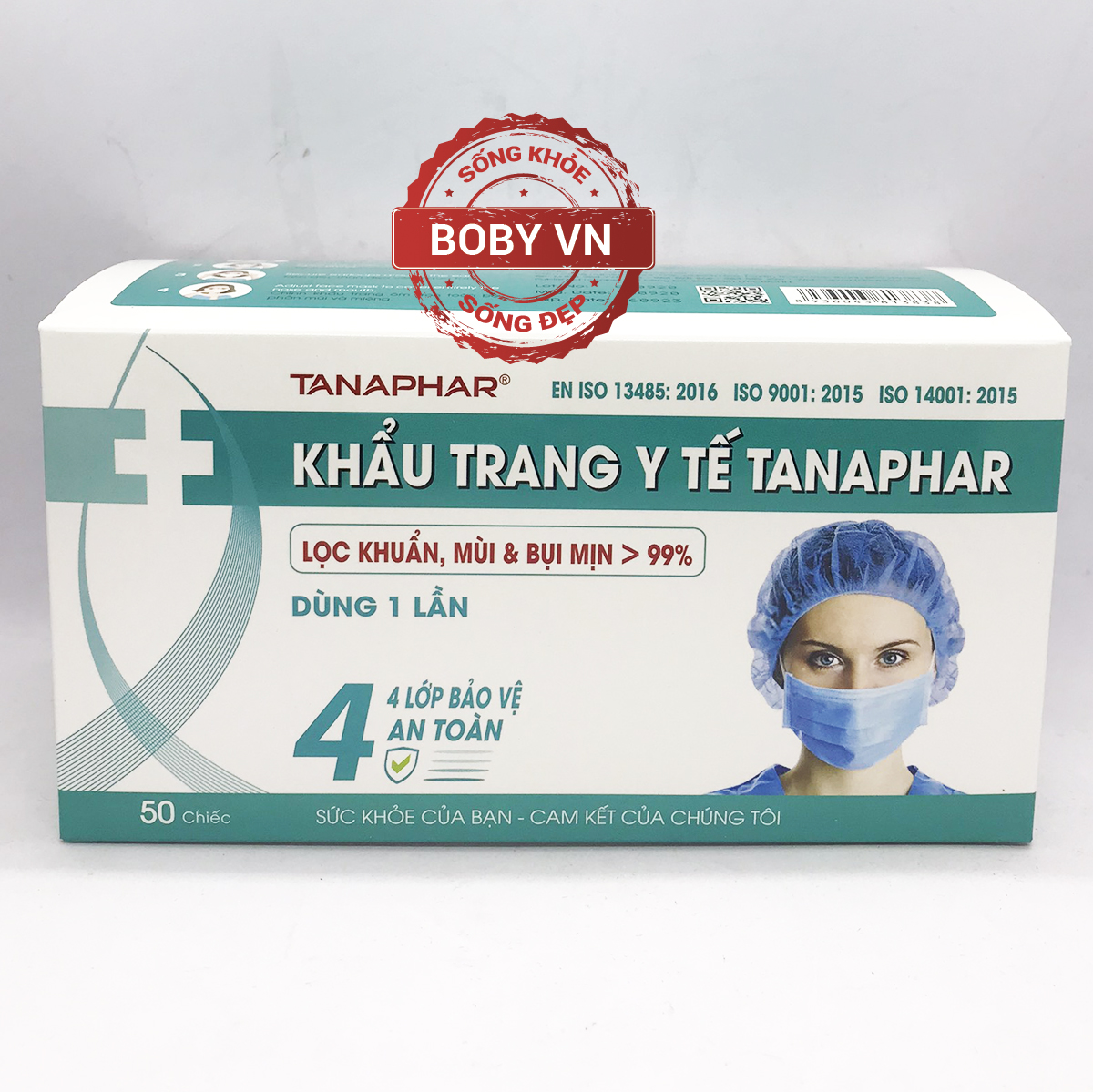 Khẩu trang y tế Tanaphar Plus 4 lớp hộp 50 chiếc - Boby