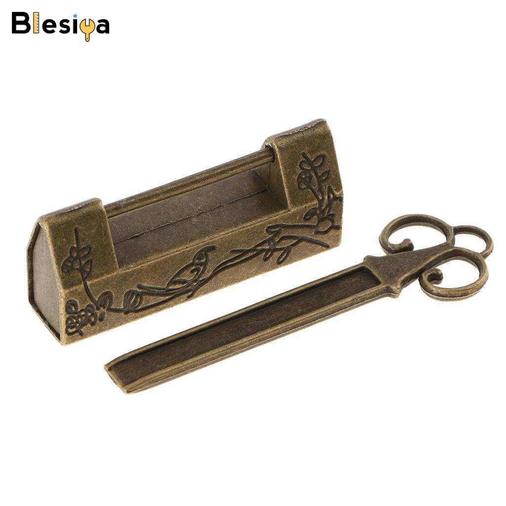 Blesiya Antique Long Latch Lock Padlock Cabinet Cupboard Jewelry Box Keyed Hasp Bolt