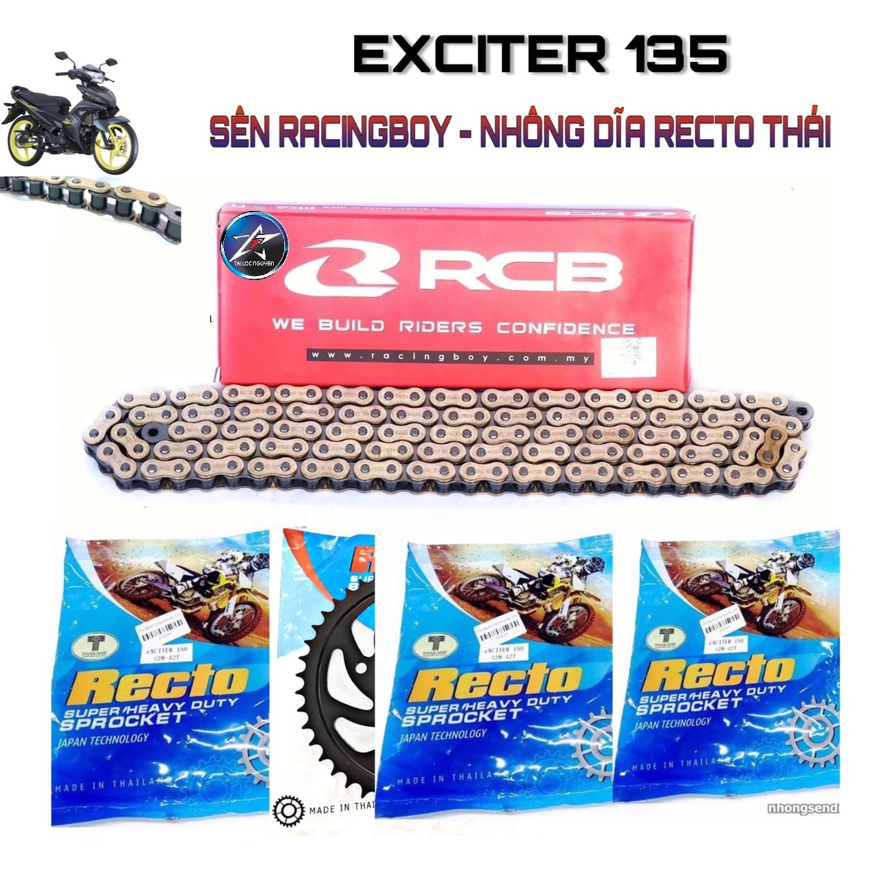 [HCM]BỘ NSD EX135/150 - SÊN RACING BOY + NHÔNG DĨA RECTO THÁI