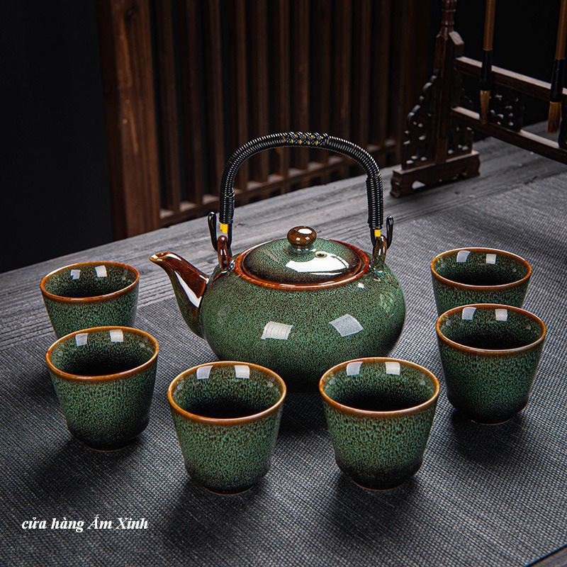 Bộ ấm chén pha trà men thiên mục Lông thỏ hỏa biến