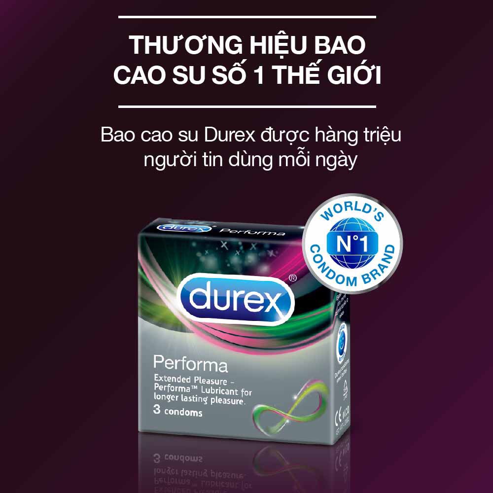 [HCM][ Durex Performa ] Bao cao su Durex Performa 3 bao / Hộp