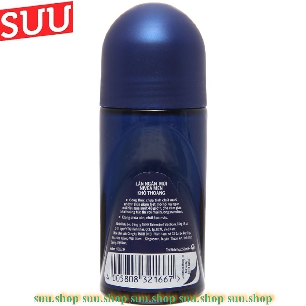 Lăn Khử Mùi Nivea Nam 50ml Khô Thoáng