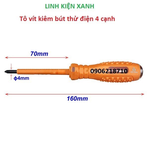 Bút Thử Điện kiêm tô vít 4 cạnh